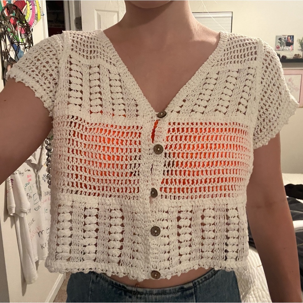 Crochet cover-up shirt